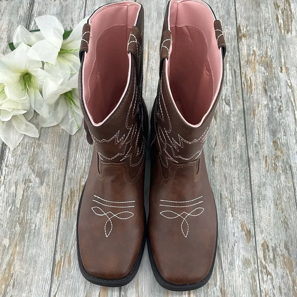 Big Girls Western Cowgirl Boots Shoes Size 6